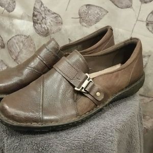 Brown leather flats